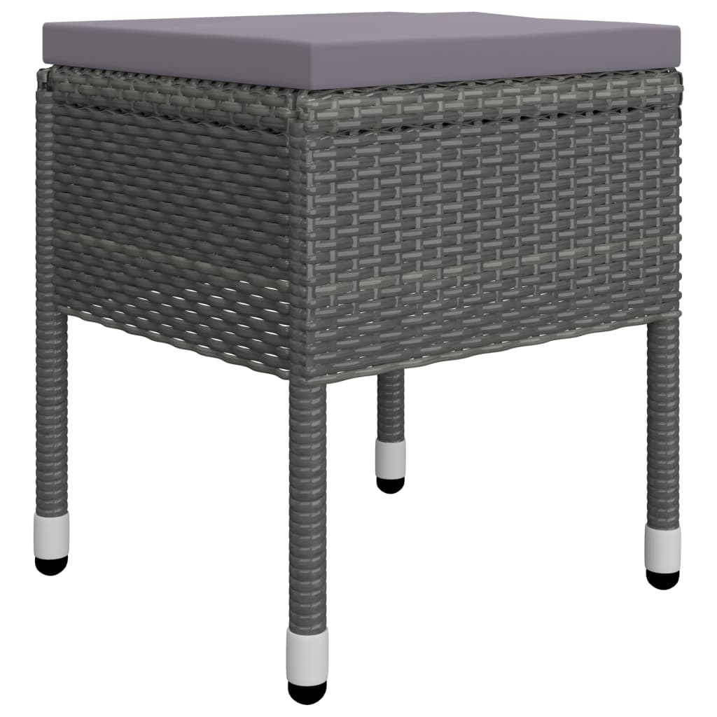 Dining Set Grey Solid acacia wood, Powder-coated steel, PE rattan
