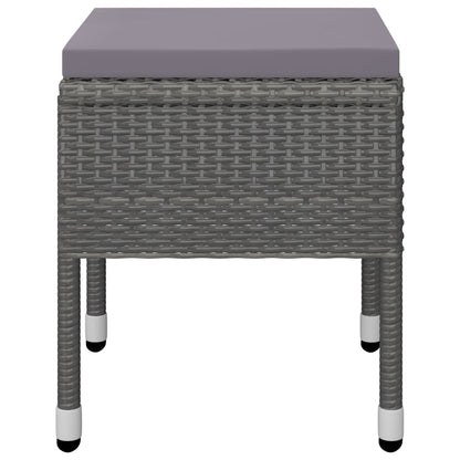 Dining Set Grey Solid acacia wood, Powder-coated steel, PE rattan