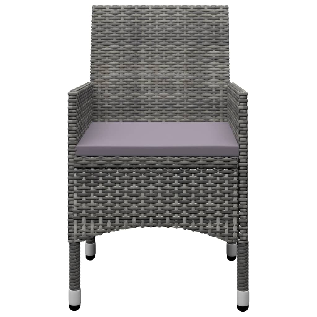 Dining Set Grey Solid acacia wood, Powder-coated steel, PE rattan