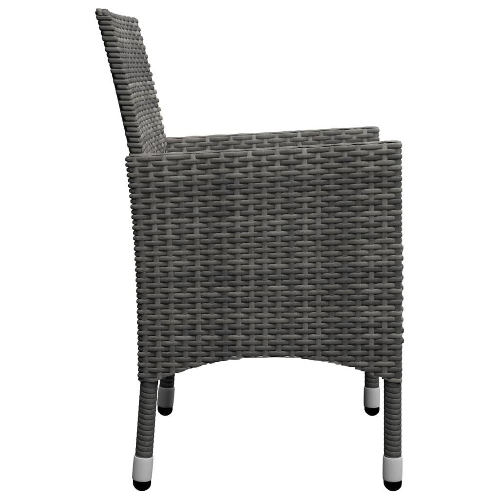Dining Set Grey Solid acacia wood, Powder-coated steel, PE rattan