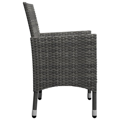 Dining Set Grey Solid acacia wood, Powder-coated steel, PE rattan
