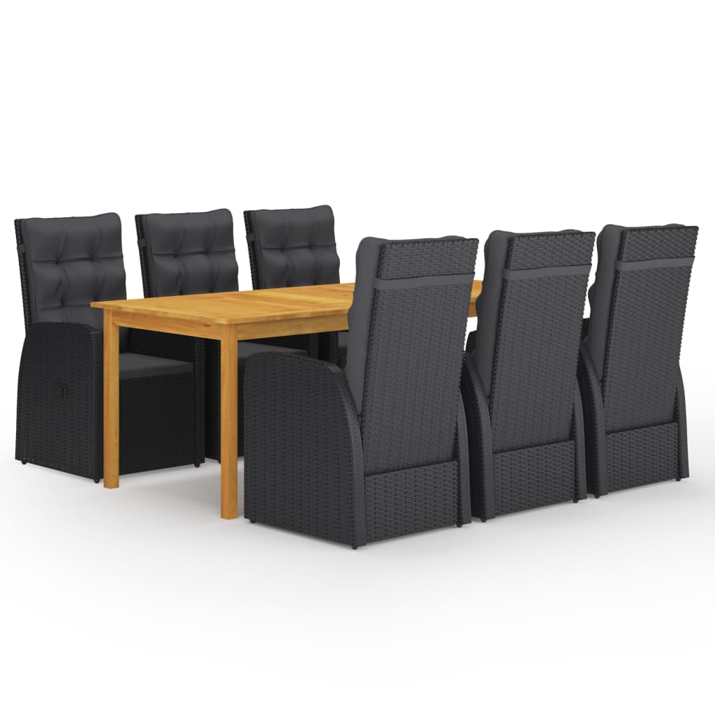 Dining Set Black Solid Acacia wood Large Removable Covers