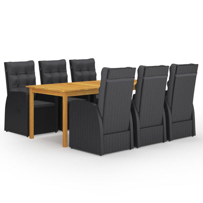Dining Set Black Solid Acacia wood Large Removable Covers