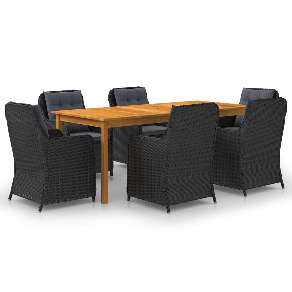 Dining Set Black table, Dark grey cushions