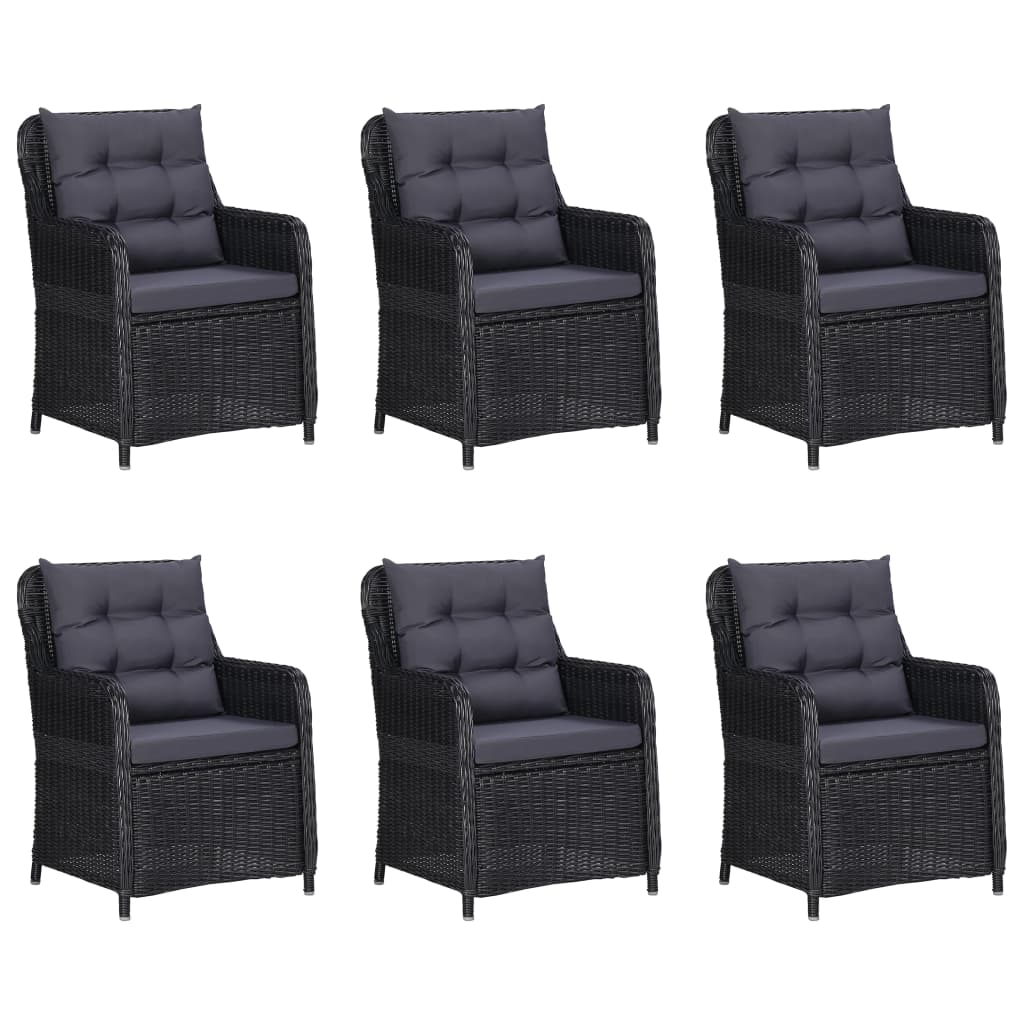 Dining Set Black table, Dark grey cushions