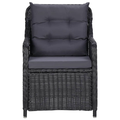 Dining Set Black table, Dark grey cushions