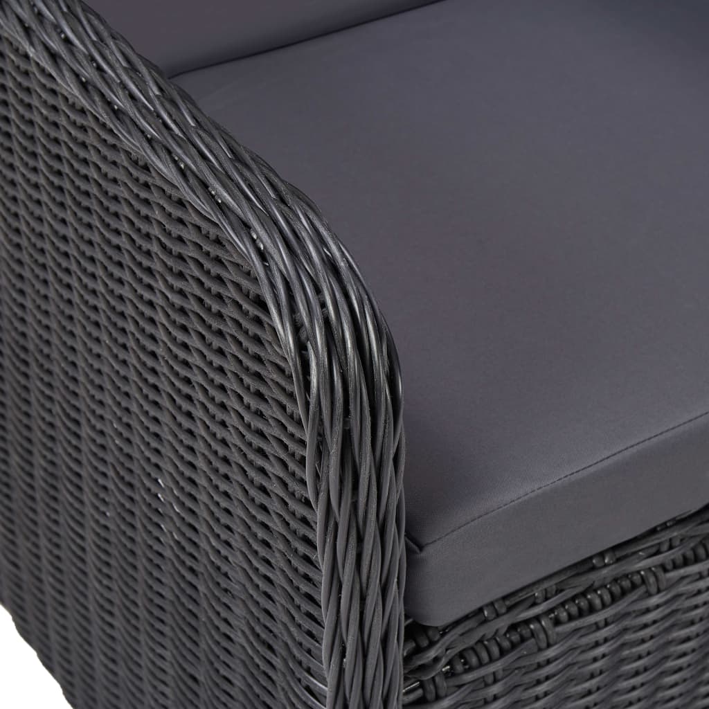 Dining Set Black table, Dark grey cushions