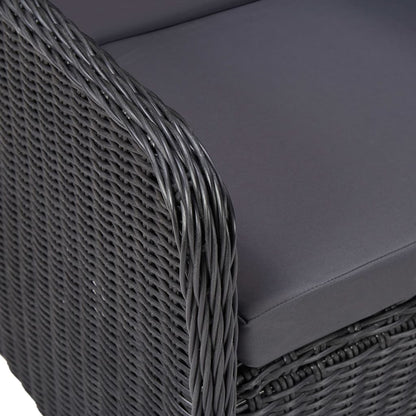Dining Set Black table, Dark grey cushions