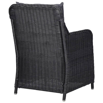 Dining Set Black, Dark Gray Solid acacia wood Large