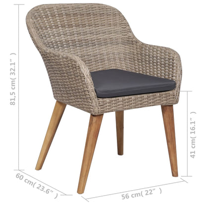 Dining Set Brown Solid Acacia Wood 9 Piece Set Durable