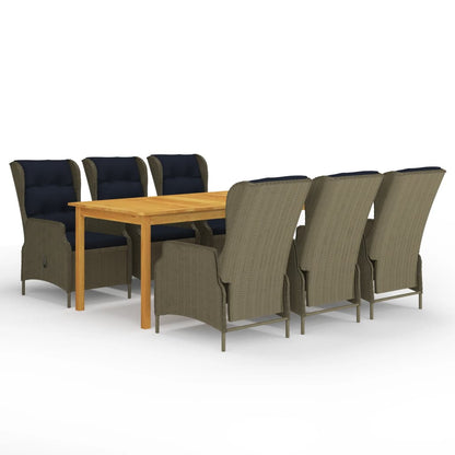 Dining Set Brown Table, Black Cushions