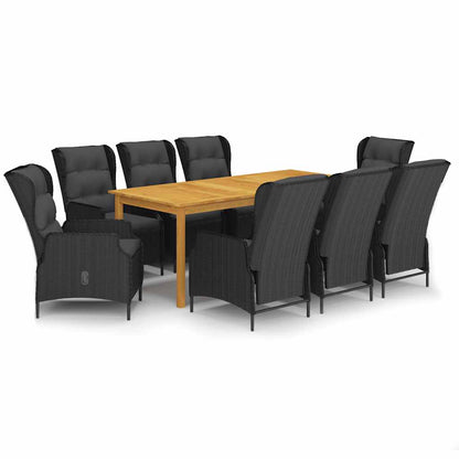 Dining Set Dark Grey Solid Acacia Wood Large Adjustable Armrests