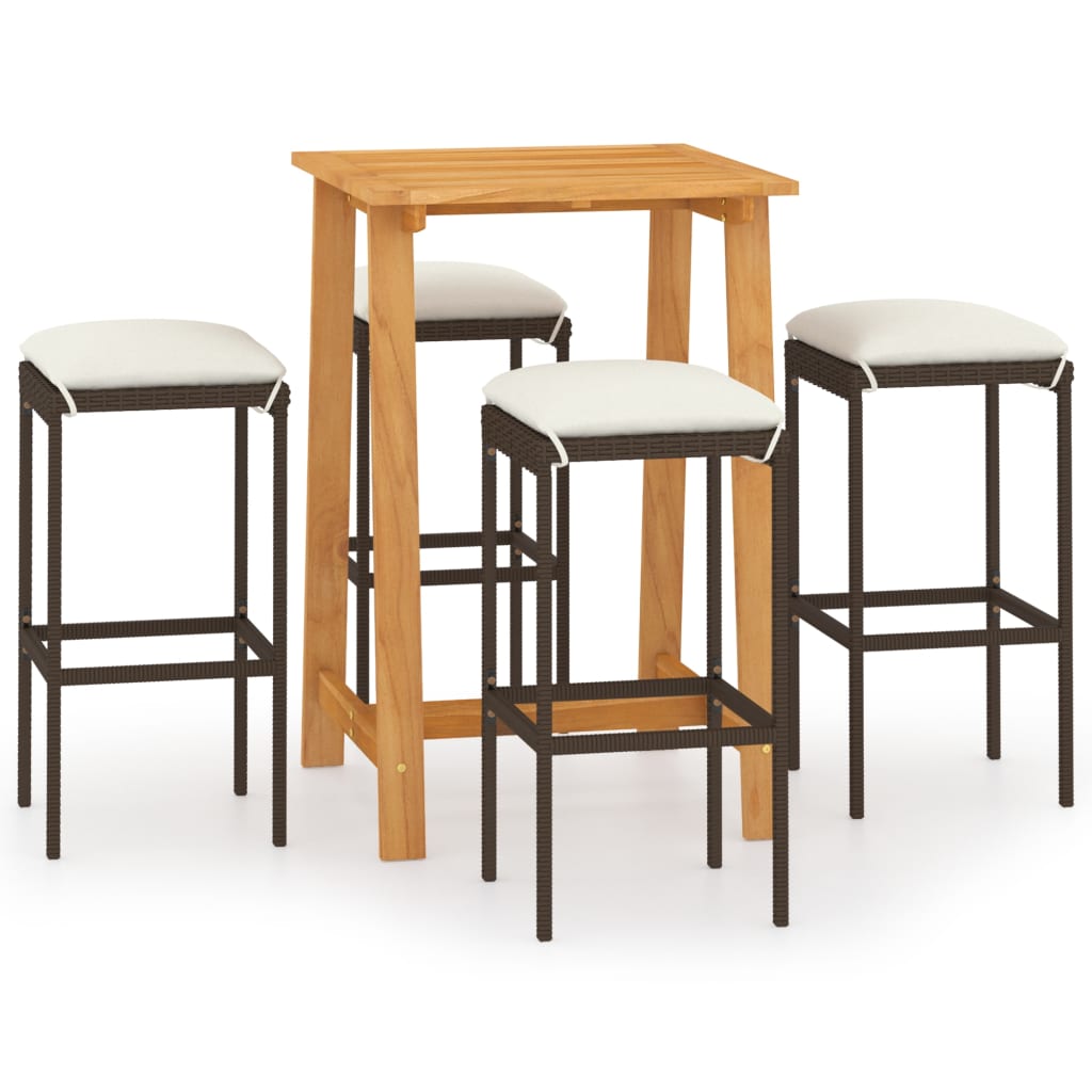 Garden Bar Set Brown Solid Acacia wood Medium Removable Covers