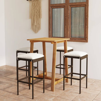 Garden Bar Set Brown Solid Acacia wood Medium Removable Covers
