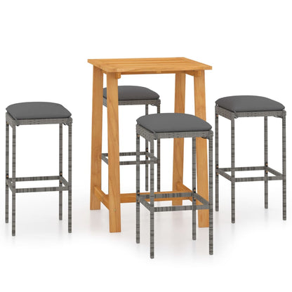 Garden Bar Set Grey Acacia wood Standard Removable Covers