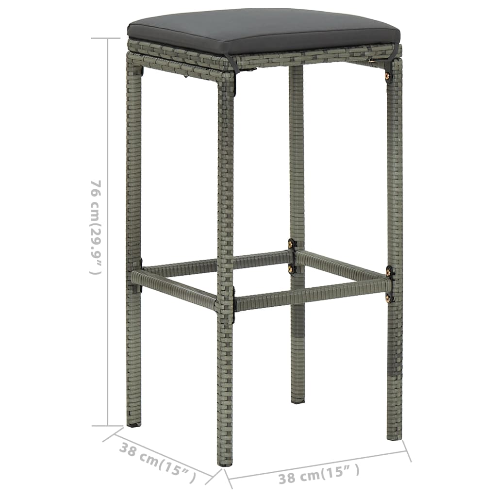 Garden Bar Set Grey Acacia wood Standard Removable Covers
