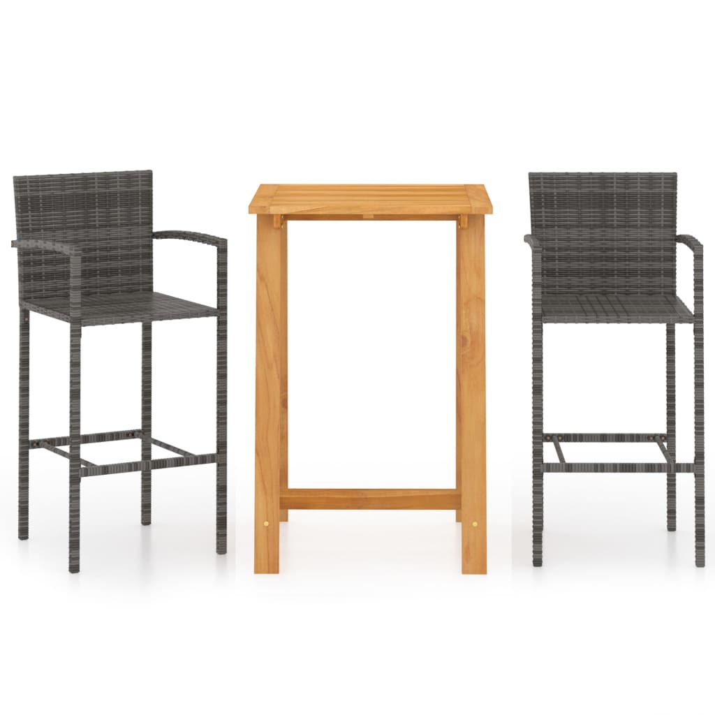 Garden Bar Set Grey, Natural Wood
