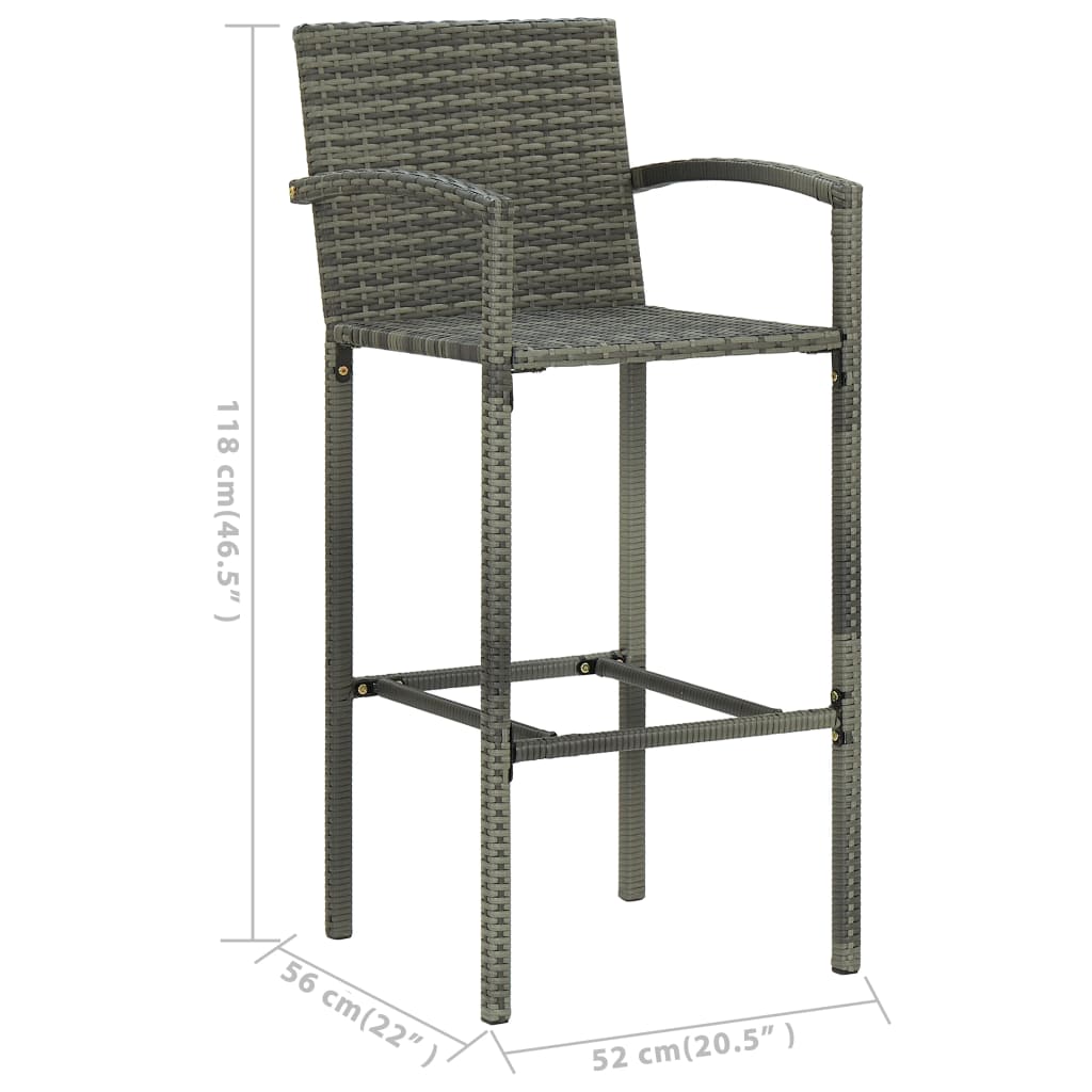 Garden Bar Set Grey, Natural Wood