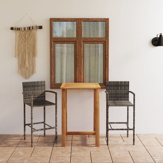 Garden Bar Set Grey, Natural Wood