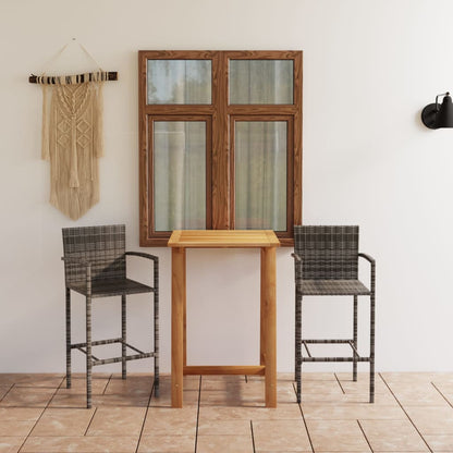 Garden Bar Set Grey, Natural Wood