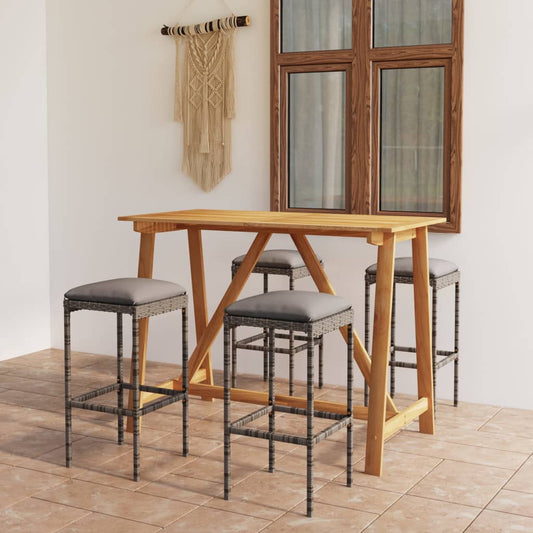 Garden Bar Set Grey Solid acacia wood Medium Removable Covers