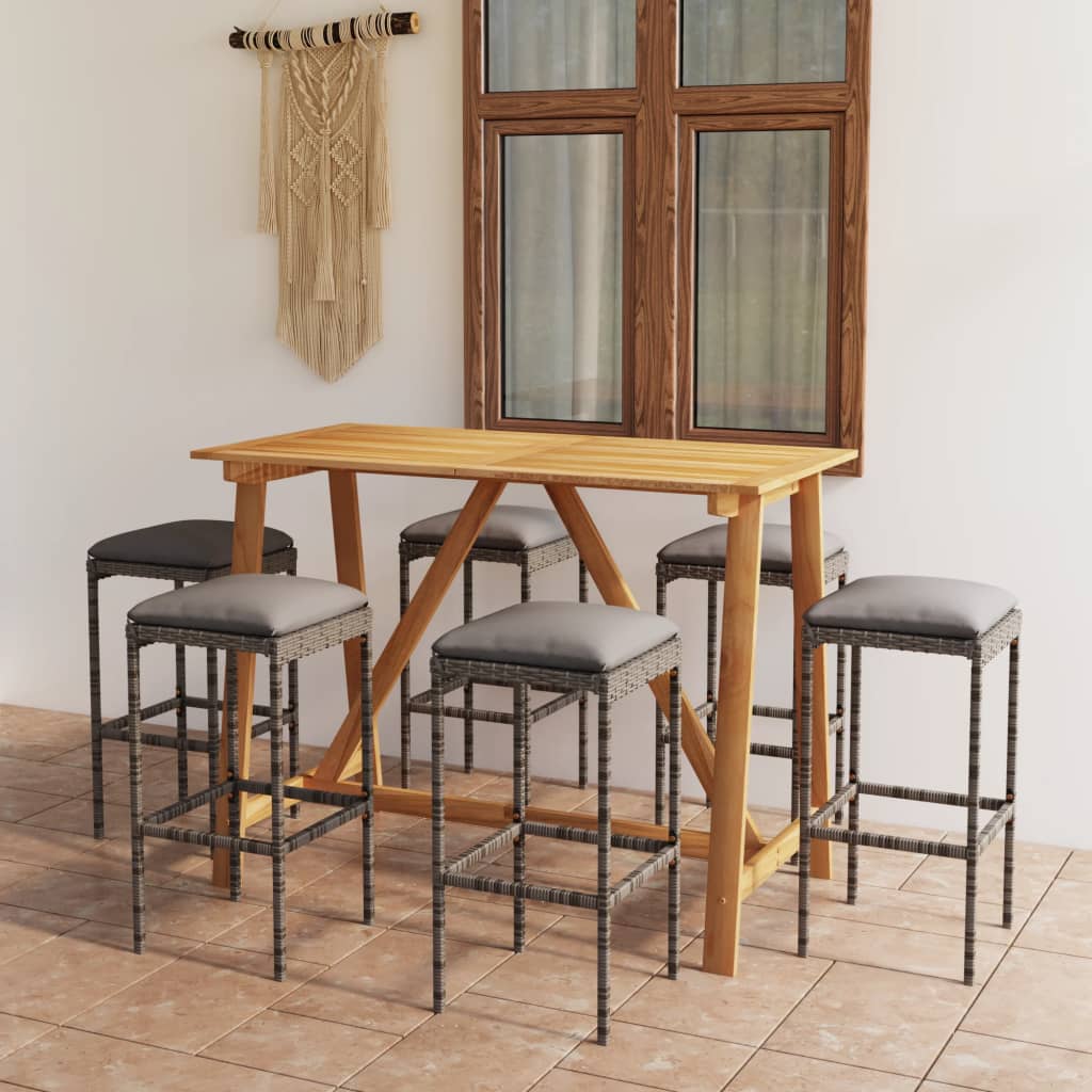 Garden Bar Set Gray and Anthracite Solid Acacia wood Large