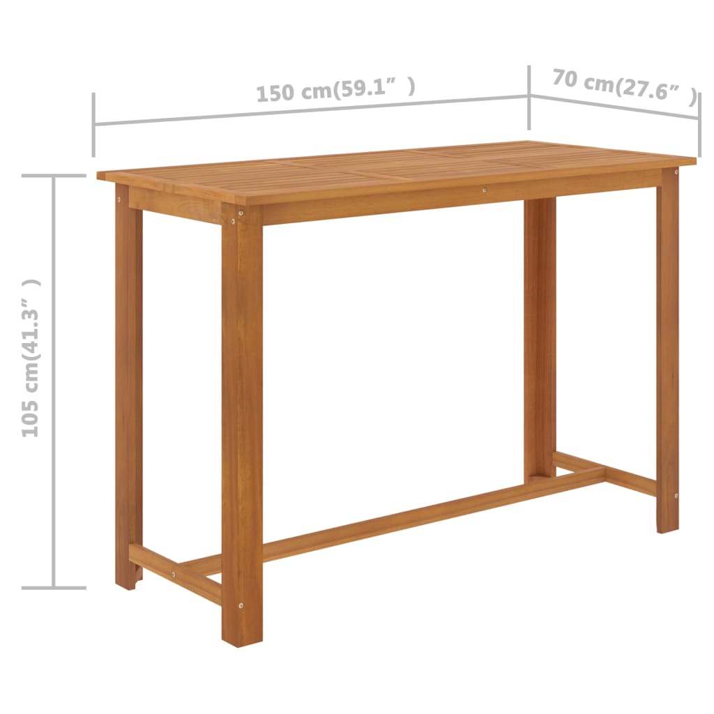 Garden Bar Set Grey Solid acacia wood 7 Piece Set Stackable