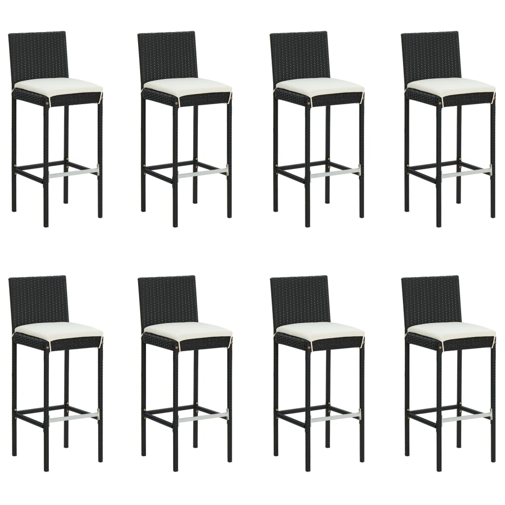 Garden Bar Set Black, Table - Natural Wood
