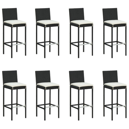 Garden Bar Set Black, Table - Natural Wood