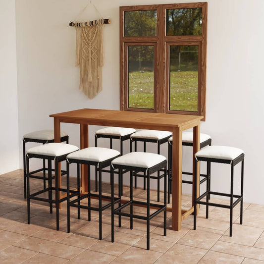 Garden Bar Set Black Solid Acacia Wood Medium Durable