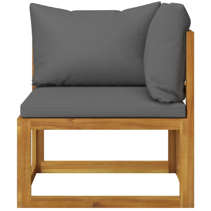 Garden Bench Dark gray cushions, Natural wood