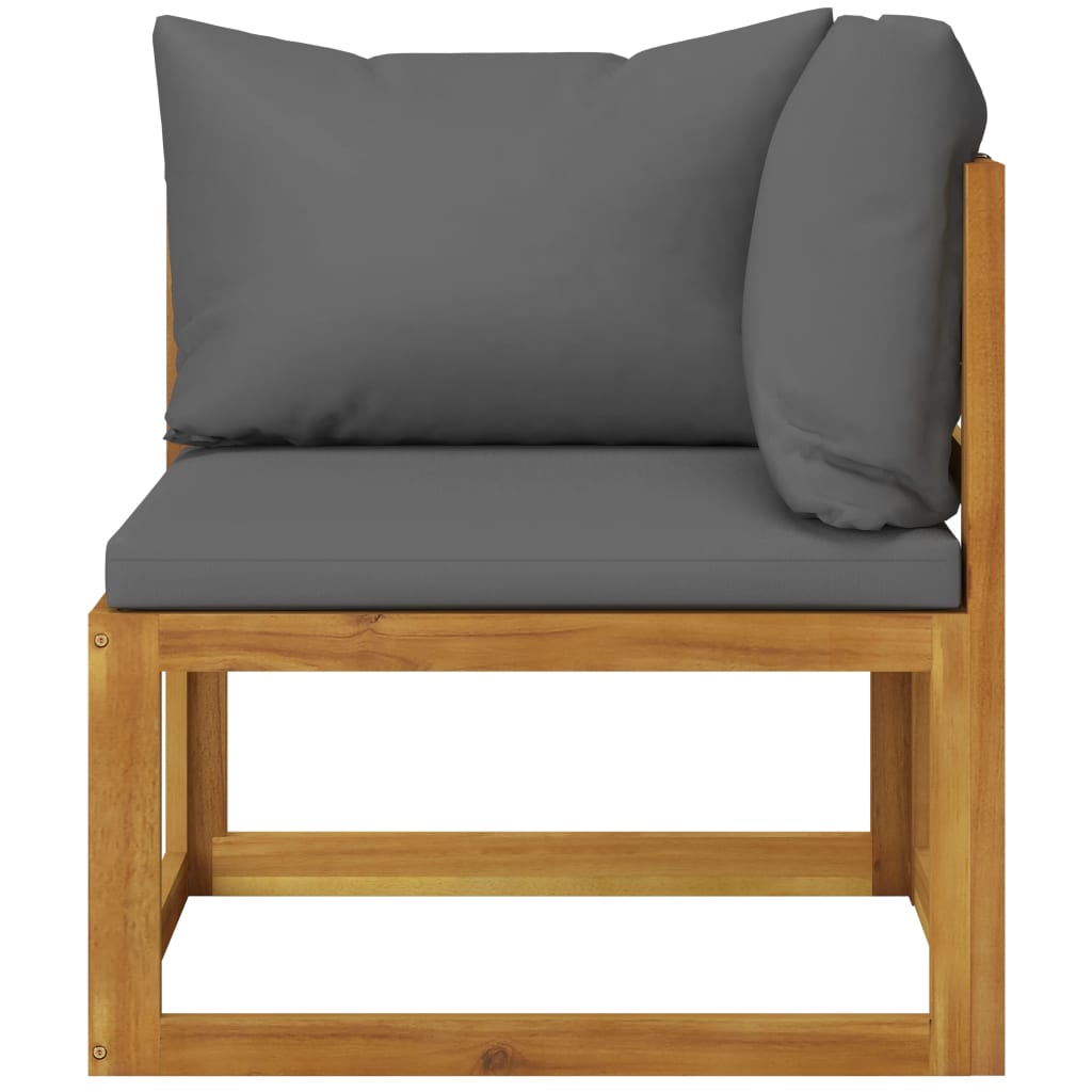 Garden Bench Dark gray cushions, Natural wood