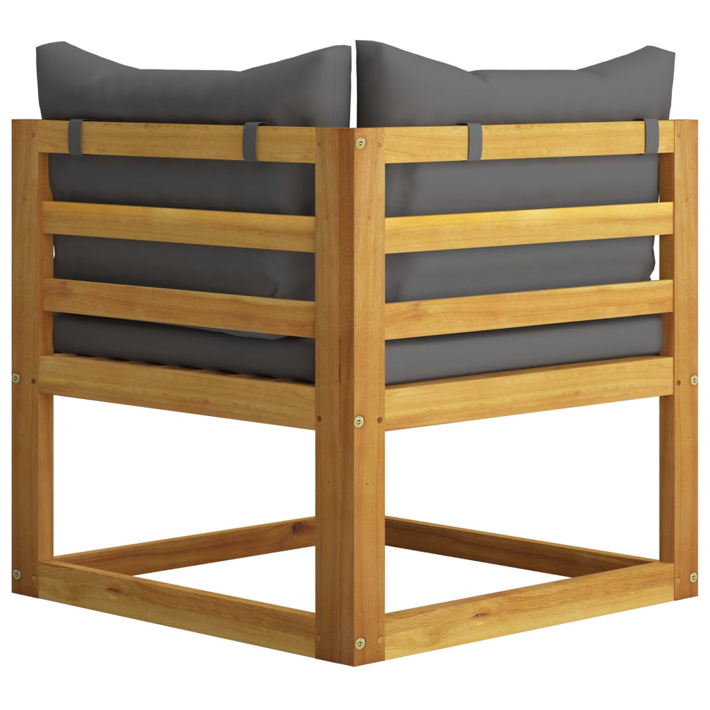 Garden Bench Dark gray cushions, Natural wood