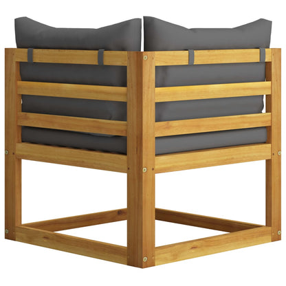 Garden Bench Dark gray cushions, Natural wood