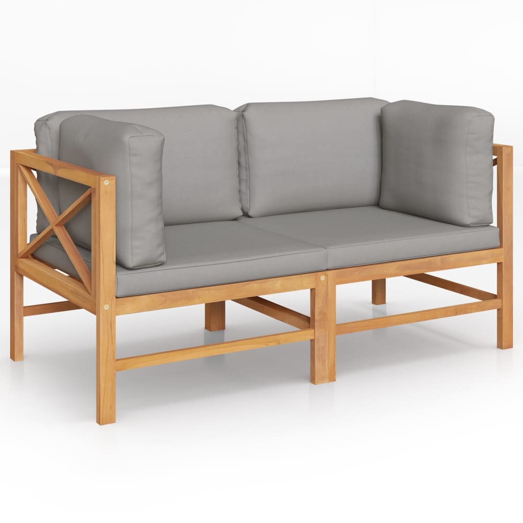 Garden Bench Dark grey cushions and natural teak wood Teak hardwood