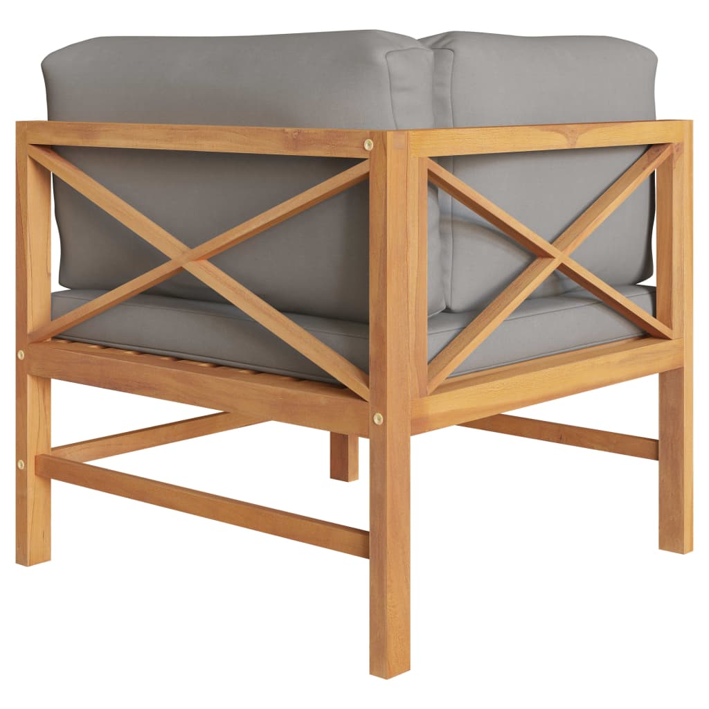 Garden Bench Dark grey cushions and natural teak wood Teak hardwood