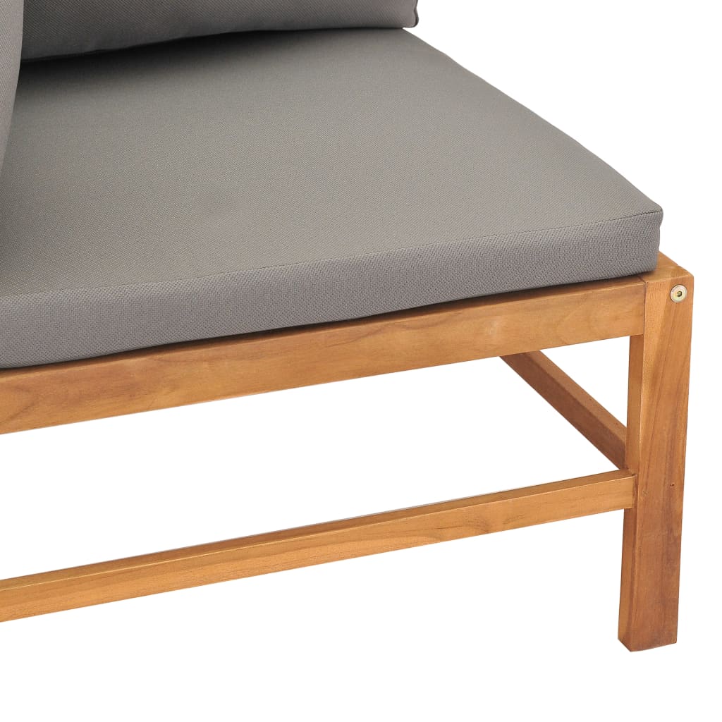 Garden Bench Dark grey cushions and natural teak wood Teak hardwood
