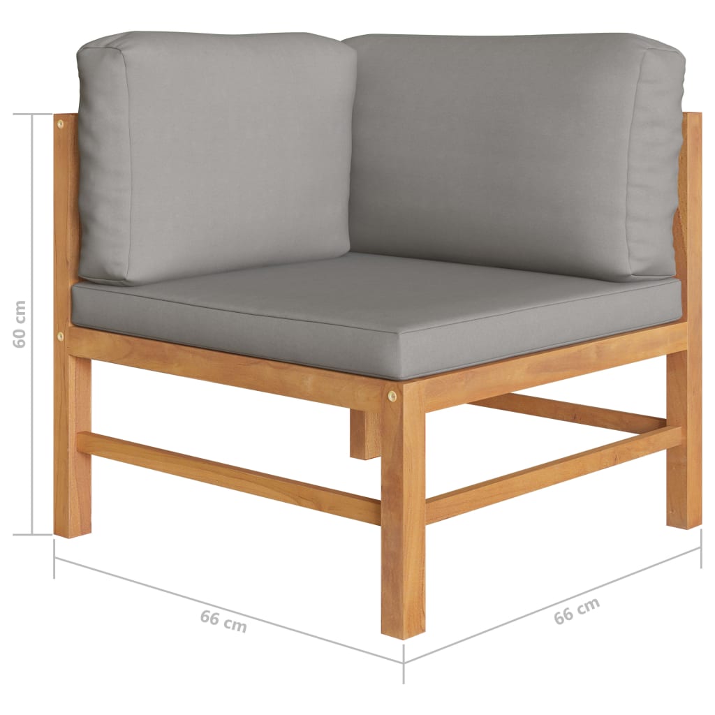 Garden Bench Dark grey cushions and natural teak wood Teak hardwood