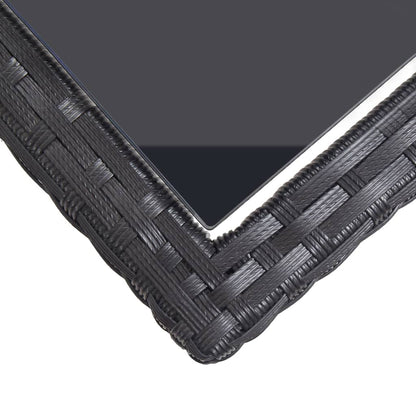 Dining Set Black Polyethylene rattan, Powder-coated steel, Glass