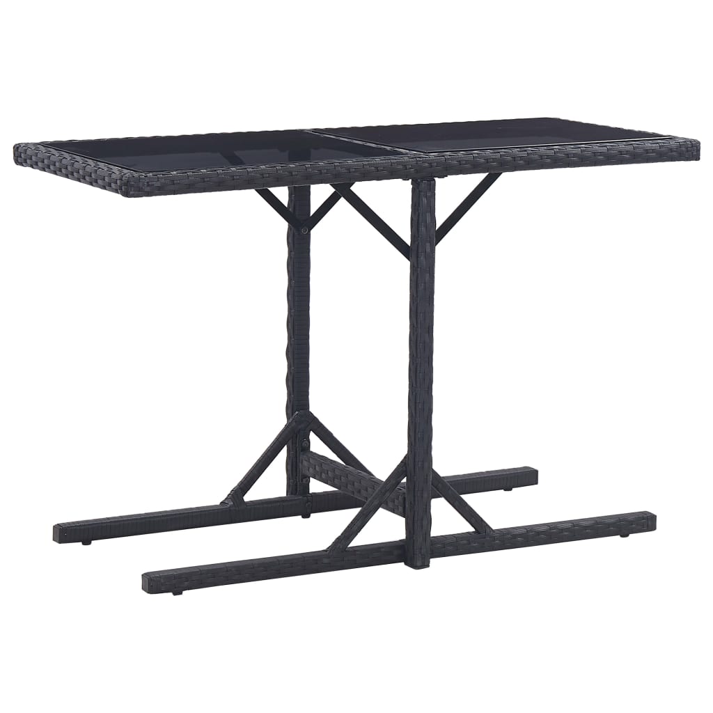 Dining Set Black Polyethylene rattan, Powder-coated steel, Glass