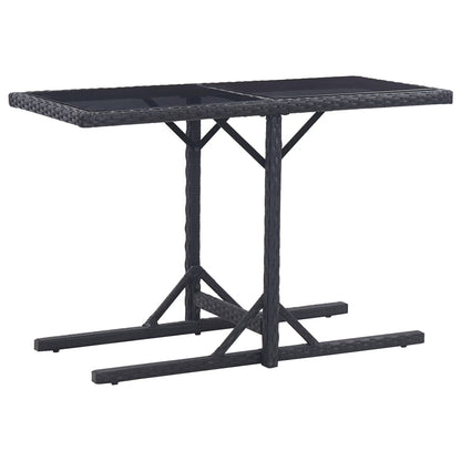Dining Set Black Polyethylene rattan, Powder-coated steel, Glass