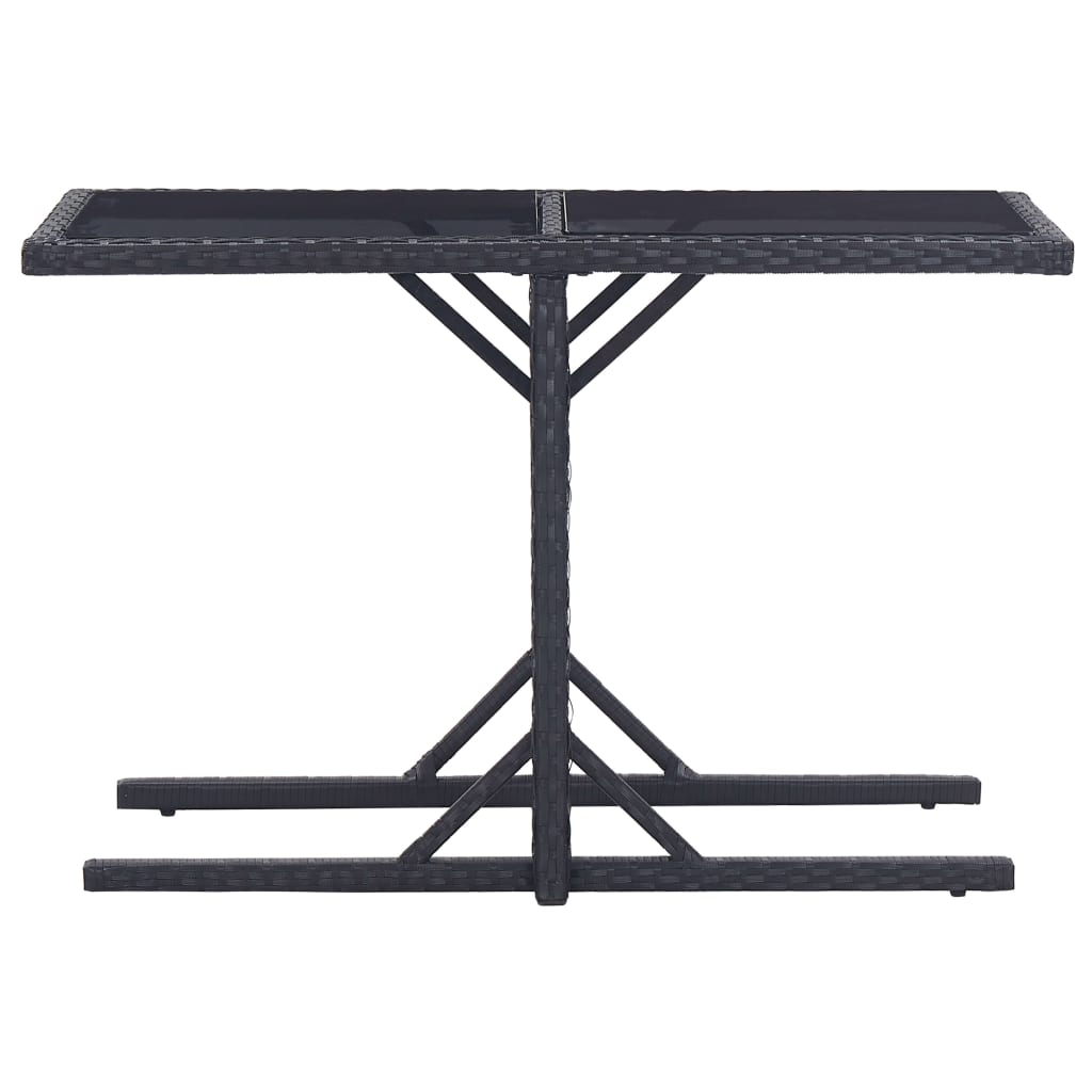 Dining Set Black Polyethylene rattan, Powder-coated steel, Glass