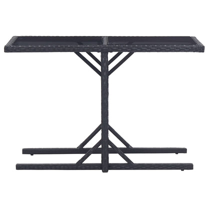 Dining Set Black Polyethylene rattan, Powder-coated steel, Glass