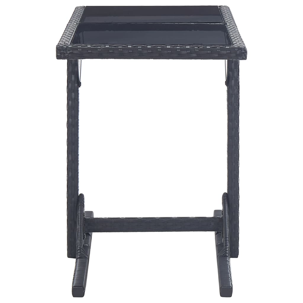 Dining Set Black Polyethylene rattan, Powder-coated steel, Glass
