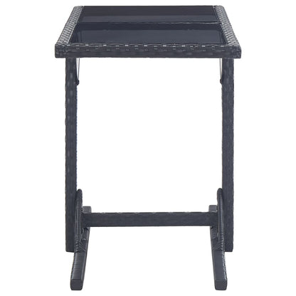 Dining Set Black Polyethylene rattan, Powder-coated steel, Glass