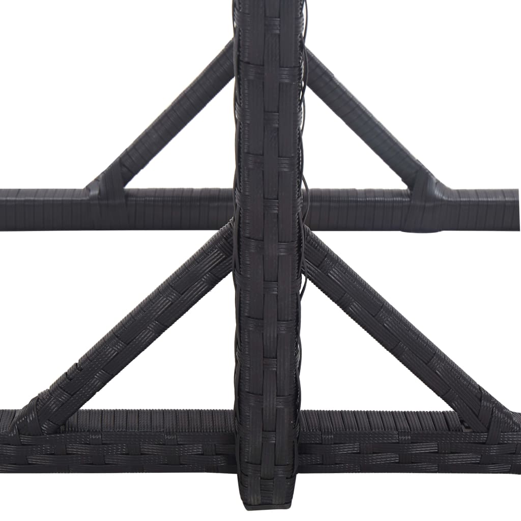 Dining Set Black Polyethylene rattan, Powder-coated steel, Glass