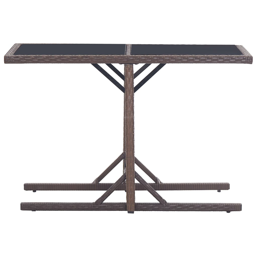 Dining Set Brown, Cream White Poly rattan, Powder-Coated Steel, Glass
