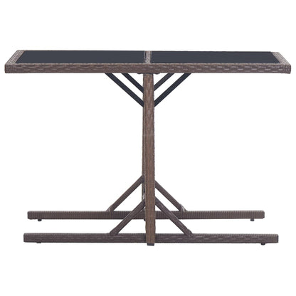 Dining Set Brown, Cream White Poly rattan, Powder-Coated Steel, Glass
