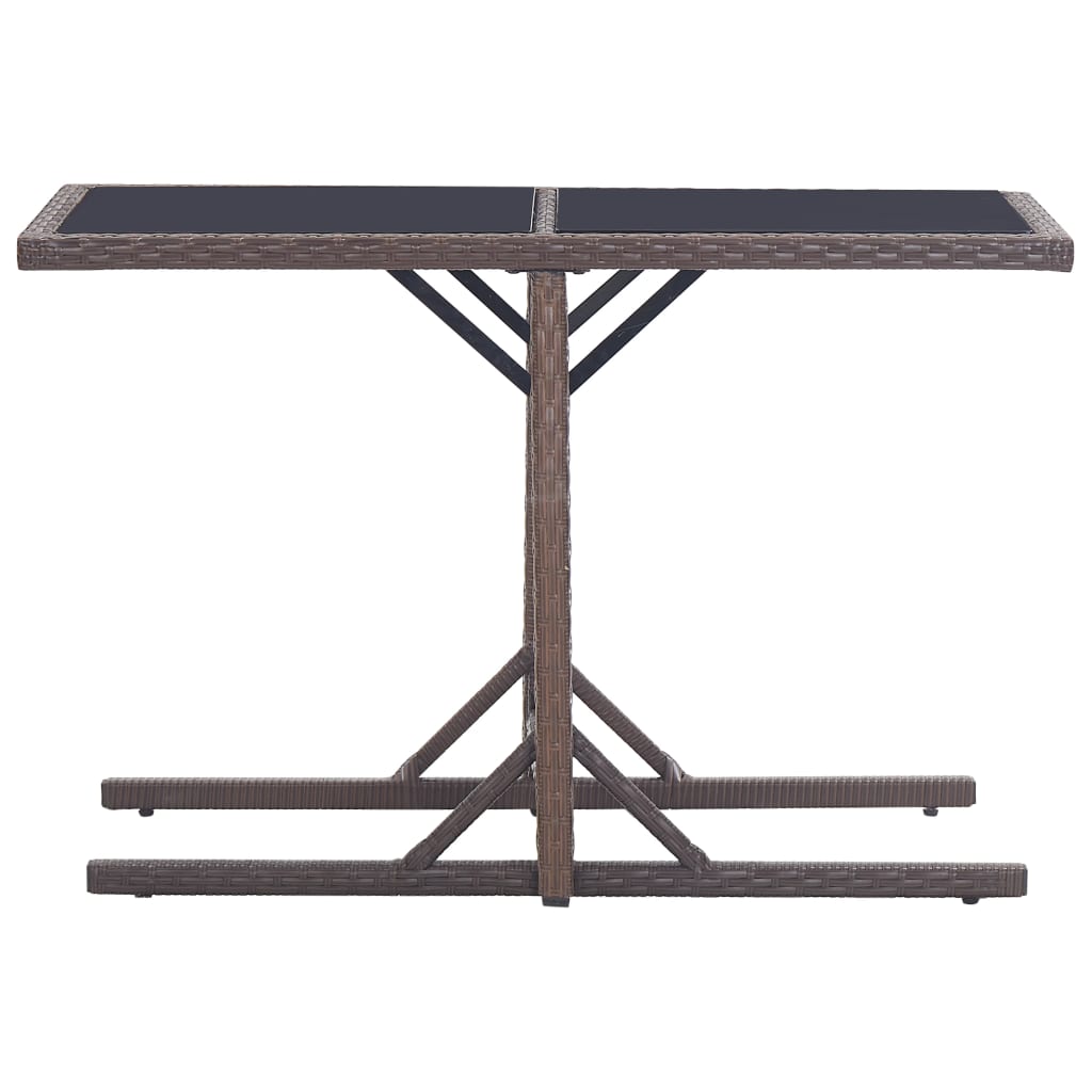 Dining Set Brown Poly rattan, powder-coated steel, glass Medium