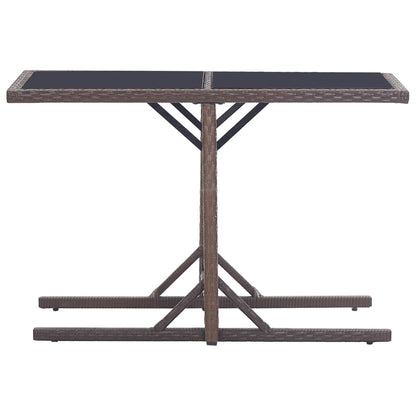 Dining Set Brown Poly rattan, powder-coated steel, glass Medium